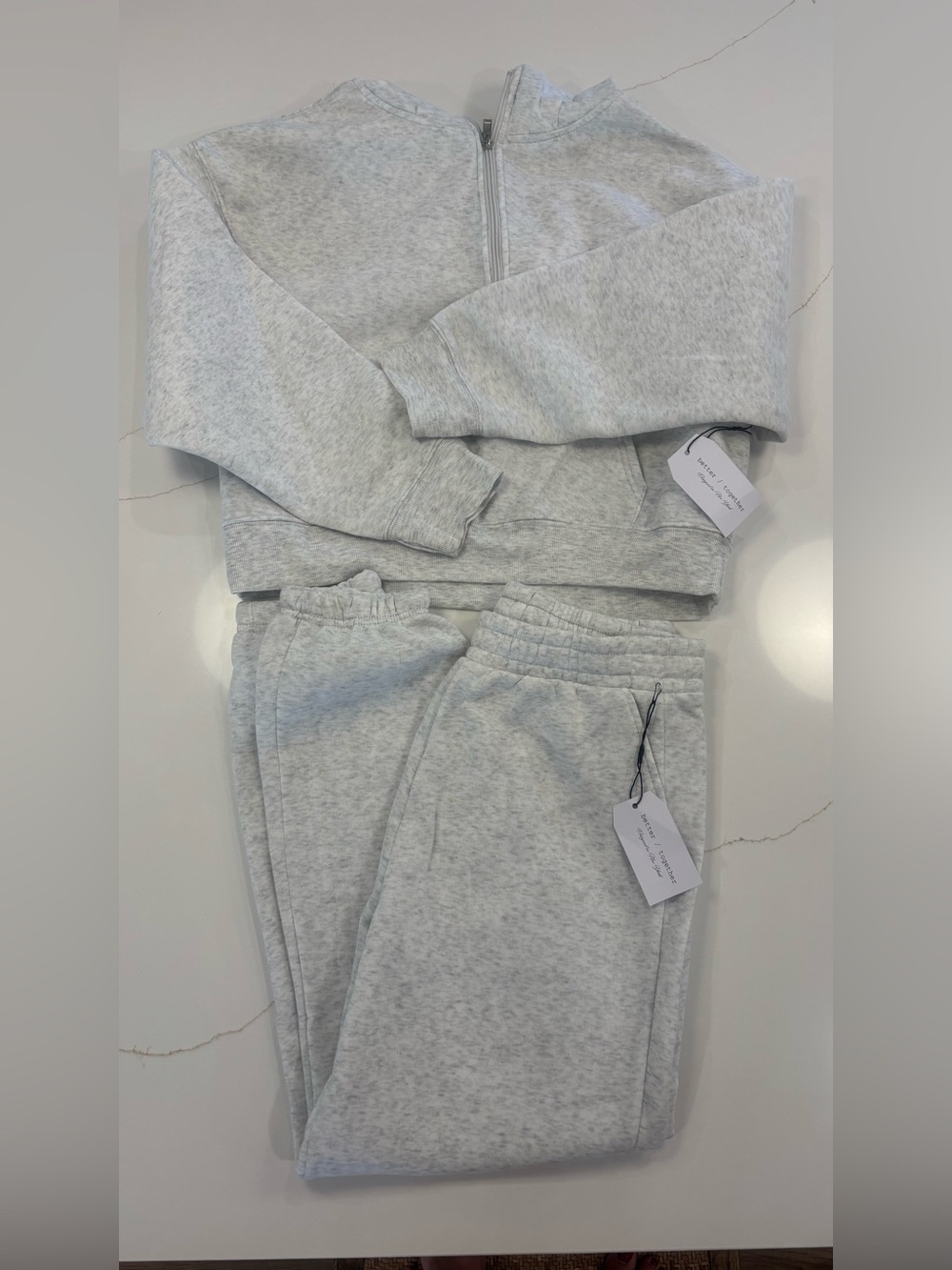Light Gray Zip Sweatshirt & Jogger Set - Casual Women's Tracksuit